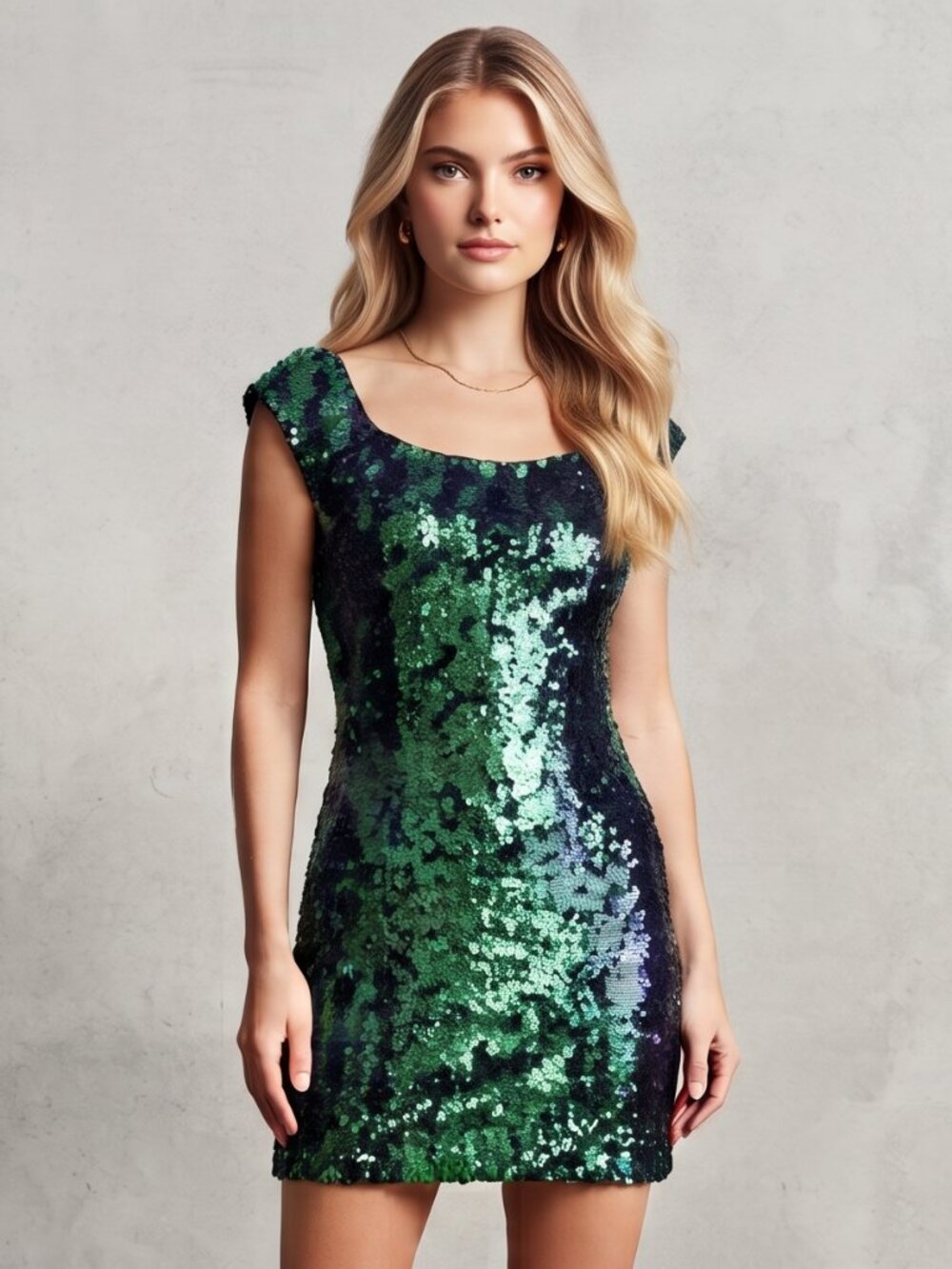 NWT ✨ Emerald Sequin Mini Dress Green & Blue - Size: M